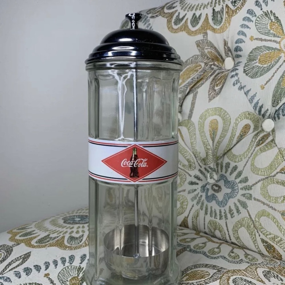 Vintage Classic Coca Cola Straw Holder Glass - Picture 4 of 4